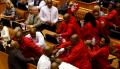 Fitch Ratings holds off on downgrading South Africa's credit rating at investment grade but warned that political and growth concerns posed a risk. [IMAGE] EFF MPs fight with security services who were ordered to throw them out of parliament recently