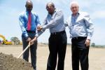 Polokwane Mayor Freddy Greaverr, Sam Mabotja and Jannie Moolman at the turning of the first sod on the 15000 square metre shopping centre in Seshego outside Limpopo's capital Polokwane.
