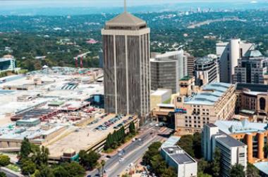 Artist Perspective of Sandton City Office Tower. The building is to receive a significant facelift to its façade from the Co-owners, Liberty Holdings and Pareto Ltd.