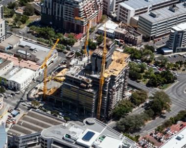 Aerial view of Portside building in Cape Town Construction Progress. A joint initiative between Old Mutual and FirstRand Bank. 