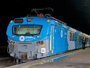 A newly branded Prasa train at Park station 